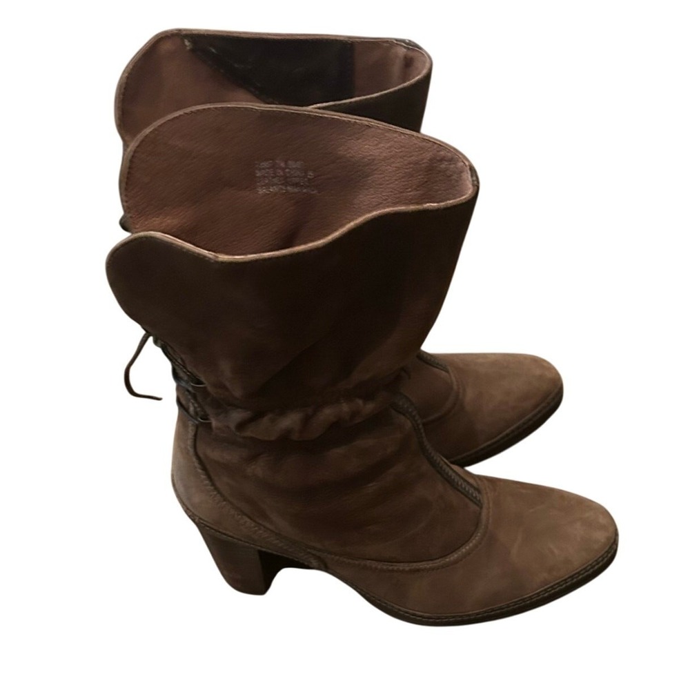 Clarks Artisan Boots Women 7M Brown Excellent Leather Lace Up Corset Block Heel - Picture 6 of 10